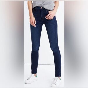 Madewell 10” High Rise Skinny Jeans Hayes Wash Size 27 Dark Wash Stretch Denim